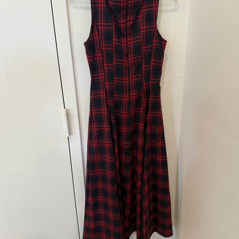 Avec Les Filles midi dress NWT , red and black plaid - Picture 4 of 4